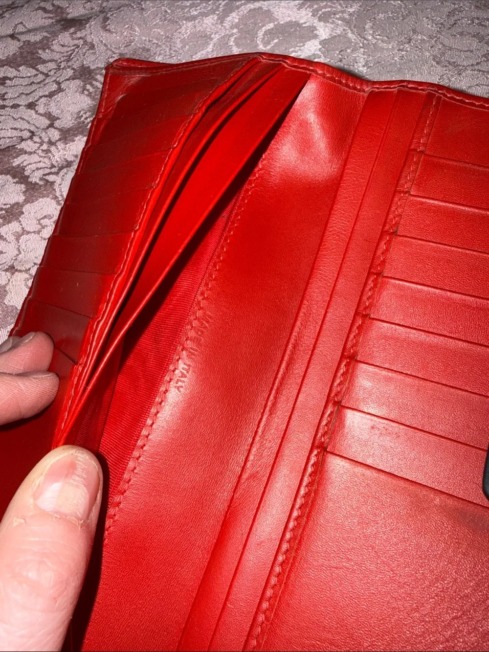 Christian Louboutin Black Leather Long Wallet with Red Logo Accent